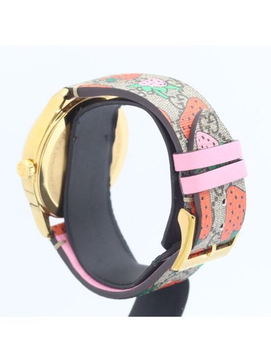 Gucci Timeless Quartz Strawberry Brown Dial Watch